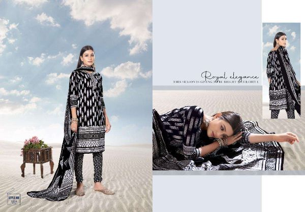 Keval Fab Presents  Alija Black & White Cotton Printed Pakistani Dresses Wholesale Rate In Surat