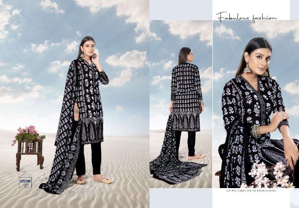 Keval Fab Presents  Alija Black & White Cotton Printed Pakistani Dresses Wholesale Rate In Surat