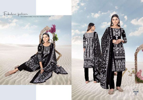 Keval Fab Presents  Alija Black & White Cotton Printed Pakistani Dresses Wholesale Rate In Surat