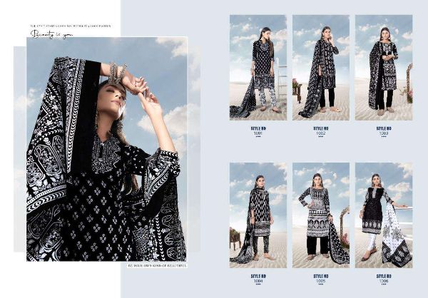 Keval Fab Presents  Alija Black & White Cotton Printed Pakistani Dresses Wholesale Rate In Surat