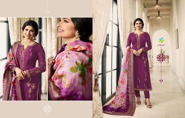 Vinay Fashion Presents  Mehfil  Georgette Satin Classy Elegant Salwar Kameez Wholesale Rate In Surat