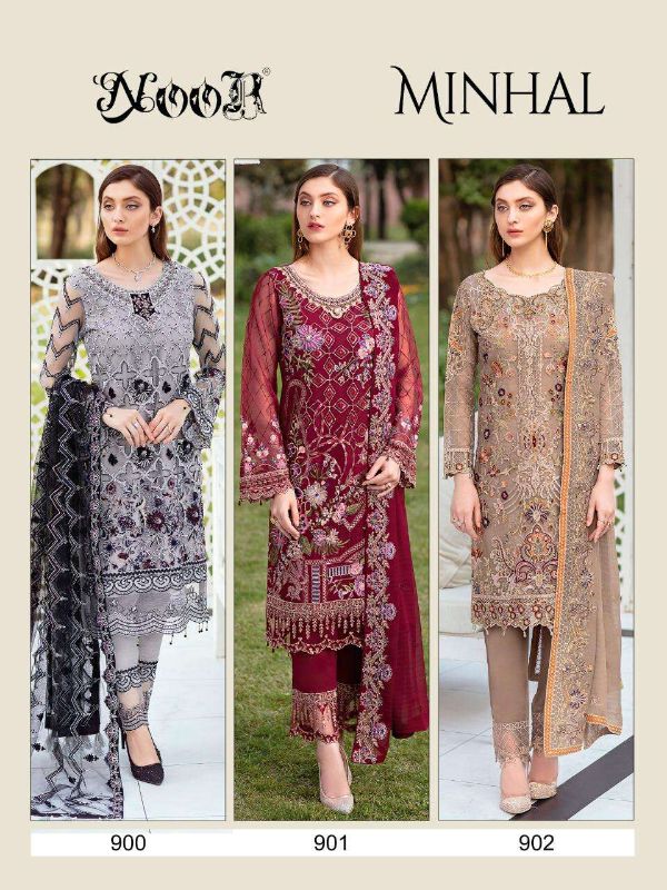Noor Presnets  Minhal Pakistani Concept Of Ladies Dresses Embroidery Patches Wholesale Rate In Surat
