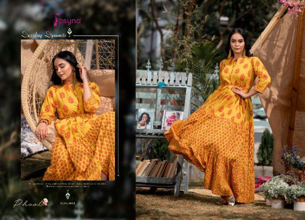 Psyna Presents Phool Vol 4 Cotton Designer Long And Party Wear Gown Wholesale Rate In Surat