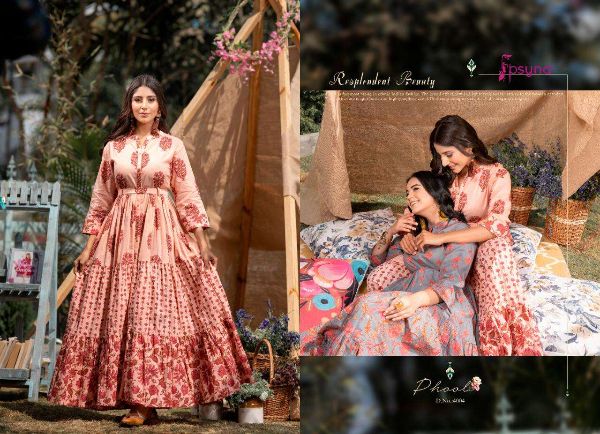 Psyna Presents Phool Vol 4 Cotton Designer Long And Party Wear Gown Wholesale Rate In Surat