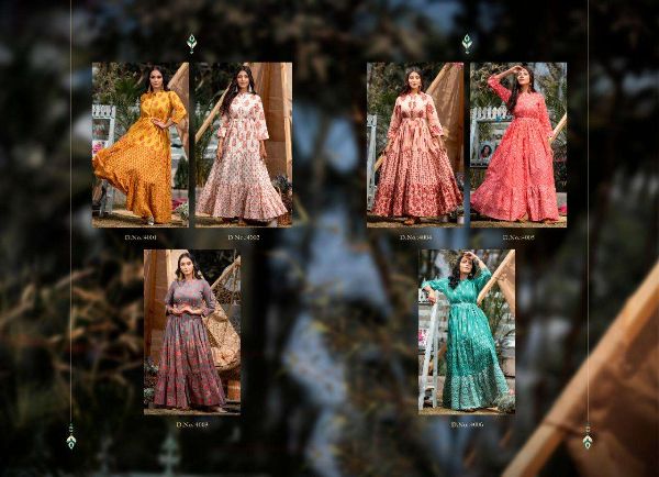 Psyna Presents Phool Vol 4 Cotton Designer Long And Party Wear Gown Wholesale Rate In Surat