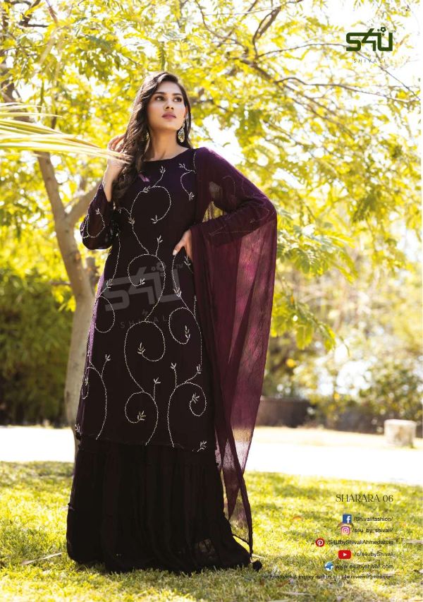 S4u Presnets  Shivali Sharara Royal Outfits Festive Wardrobe Party Collection Fully Flared Style Wholesale Rate In Surat