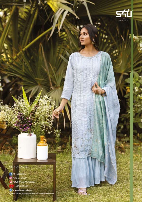 S4u Presnets  Shivali Sharara Royal Outfits Festive Wardrobe Party Collection Fully Flared Style Wholesale Rate In Surat