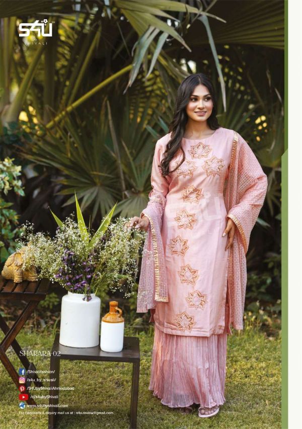 S4u Presnets  Shivali Sharara Royal Outfits Festive Wardrobe Party Collection Fully Flared Style Wholesale Rate In Surat