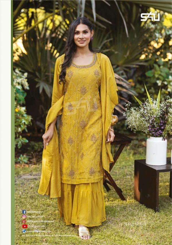 S4u Presnets  Shivali Sharara Royal Outfits Festive Wardrobe Party Collection Fully Flared Style Wholesale Rate In Surat