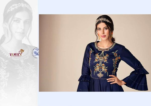 Vamika Presents Rang Mahal Tapeta Silk Long Party Wear Gown Wholesale Rate In Surat