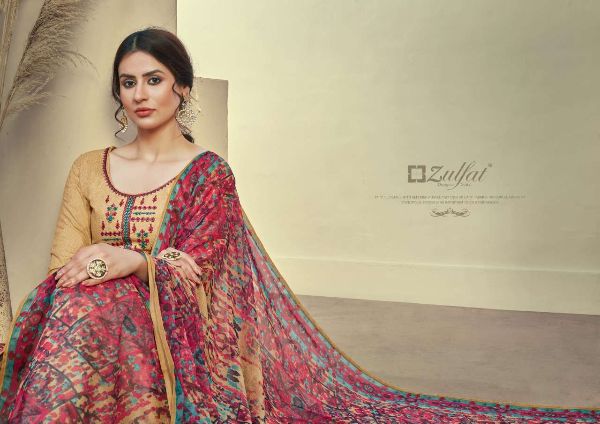 Zulfat Presents  Aakruti Cotton Print With Embroidery Suits With 3 Mtr Bottom Wholesale Rat In Surat