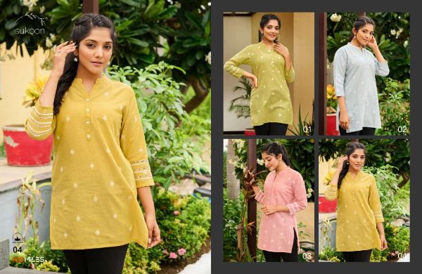 100 Miles Presents Sukoon Fancy Cotton Kurtis Wholesale Rate In Surat