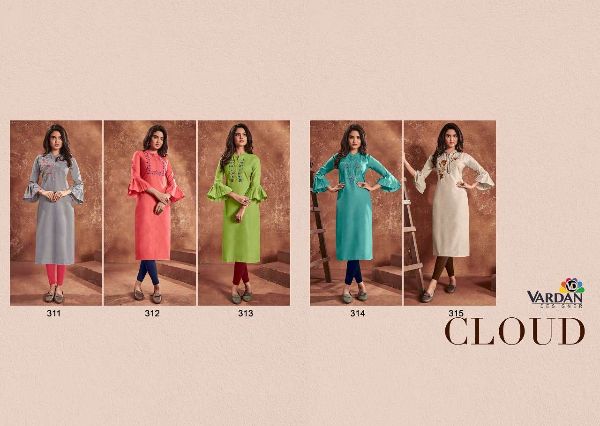 Vardan Designer Presents Cloud Vol-1  Fancy Casual Wear  Cotton Embroidered Kurtis Catalog Collections At Wholesale Rate In Surat