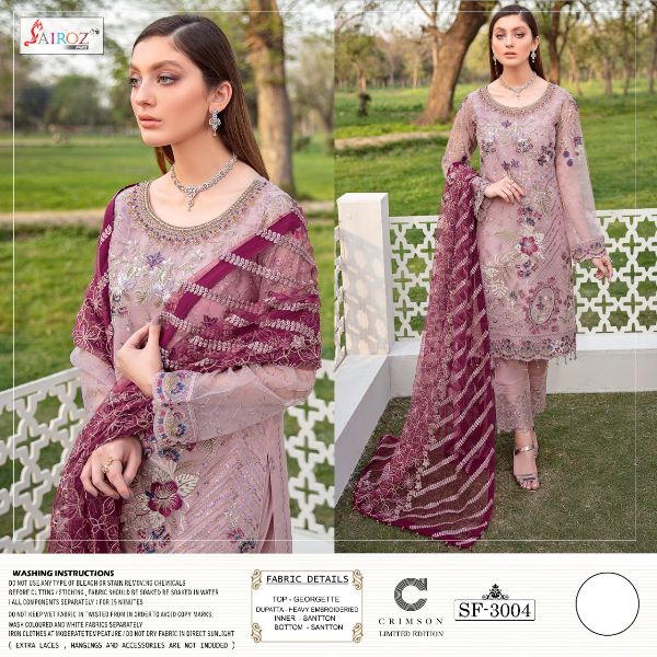 Sairoz Fabs Presents Crimson Vol-1 Partywear Heavy Georgette Fancy Embroidery Work With Hand Work Pakistani Suits Collections Wholesale Rate In Surat