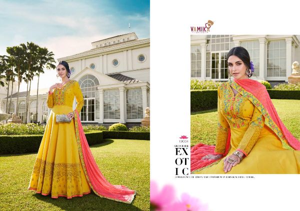 Vamika Present Elegant Designer Silk Long Gown Catalog Collections Wholesale Rate In Surat