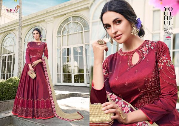 Vamika Present Elegant Designer Silk Long Gown Catalog Collections Wholesale Rate In Surat