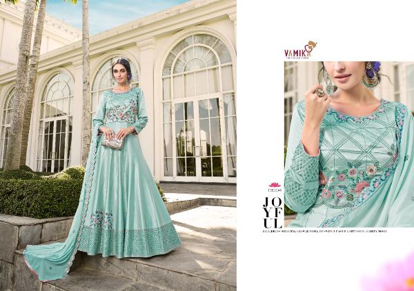 Vamika Present Elegant Designer Silk Long Gown Catalog Collections Wholesale Rate In Surat