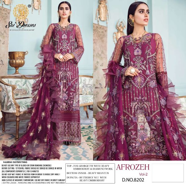 Sai Dresses Presents Afrozeh Vol-2 Designer Pakistani Suits Collections Wholesale Rate In Surat