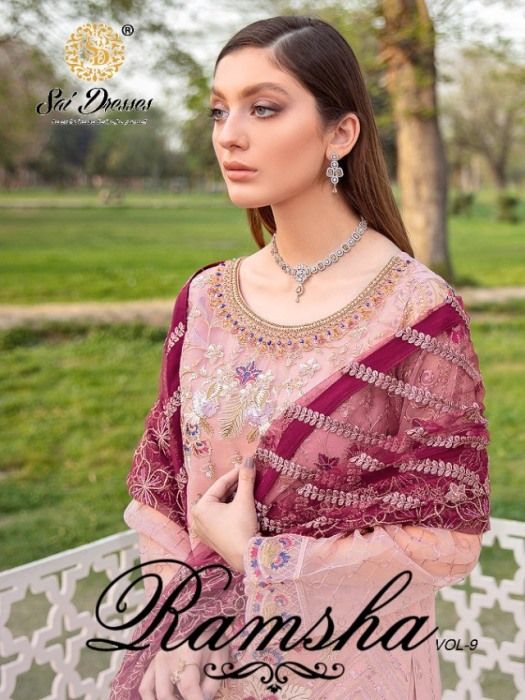 Rinaz Fashion Presents Ramsha Vol 9 Faux Georgette With Embroidery Work Pakistani Suits Collection Wholesale Rate In Surat