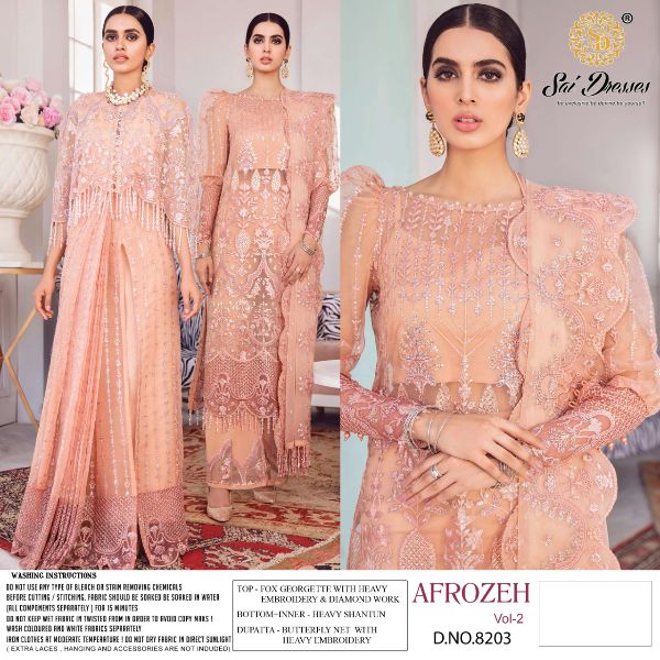 Sai Dresses Presents Afrozeh Vol-2 Designer Pakistani Suits Collections Wholesale Rate In Surat