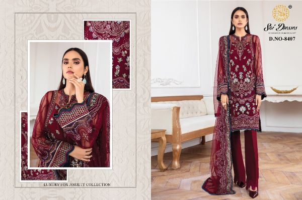 Sai Dresses Present Jazmin Vol-17 Pakistani Fox Georgette Embroidery Suits Latest Catalogue Wholesale Rate In Surat