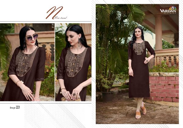 Vardan Designer Presents Cloud Vol-2 Designer Cotton  Heavy Embroidery Kurti Collection Wholsale Rate In Surat