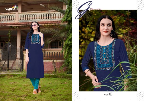 Vardan Designer Presents Cloud Vol-2 Designer Cotton  Heavy Embroidery Kurti Collection Wholsale Rate In Surat