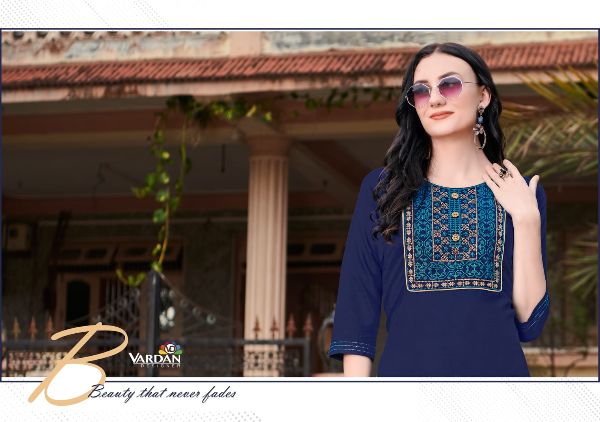 Vardan Designer Presents Cloud Vol-2 Designer Cotton  Heavy Embroidery Kurti Collection Wholsale Rate In Surat