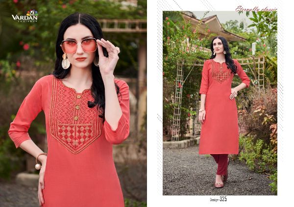 Vardan Designer Presents Cloud Vol-2 Designer Cotton  Heavy Embroidery Kurti Collection Wholsale Rate In Surat