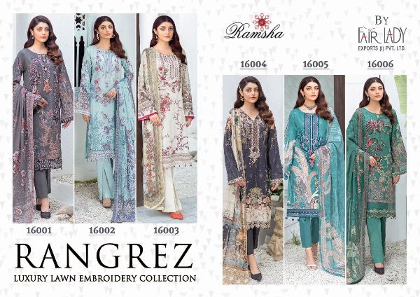 Fair Lady Presnets Ramsha Rangrez Pakistani Luxury Lawn Collection 2021 Wholesale Rate In Surat