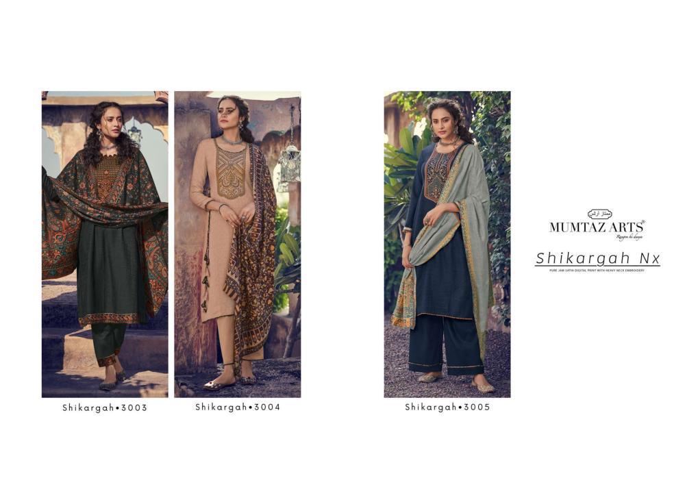 Mumtaz Arts Presents Shikargah -nx Pure Jam Satin Digital Print Pakistani Suits Collections  At Wholesale Rate In Surat