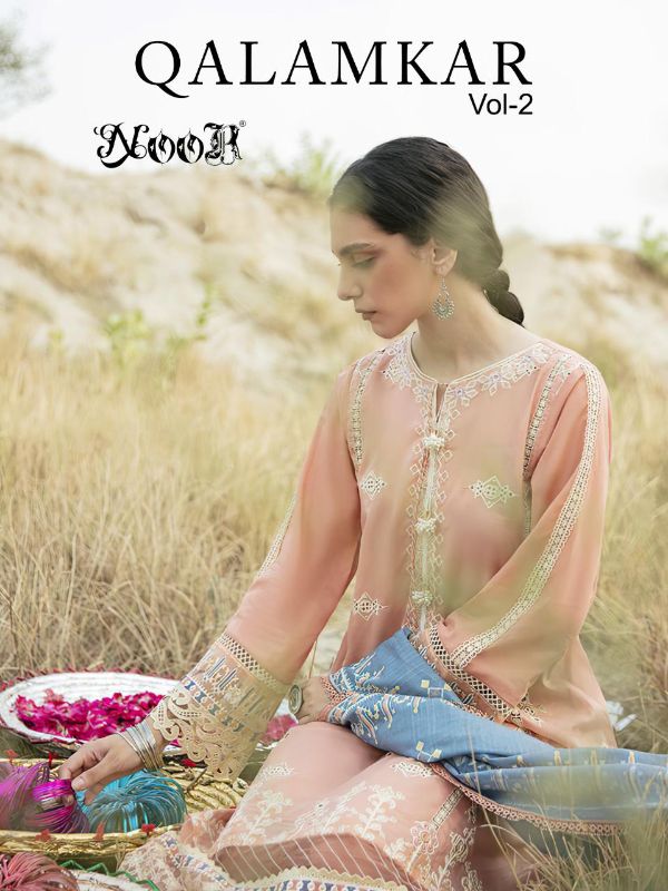 Noor Presents  Qalamkar Vol 2 3033 To 3037 Pakistani Suits Wholesale Rate In Surat