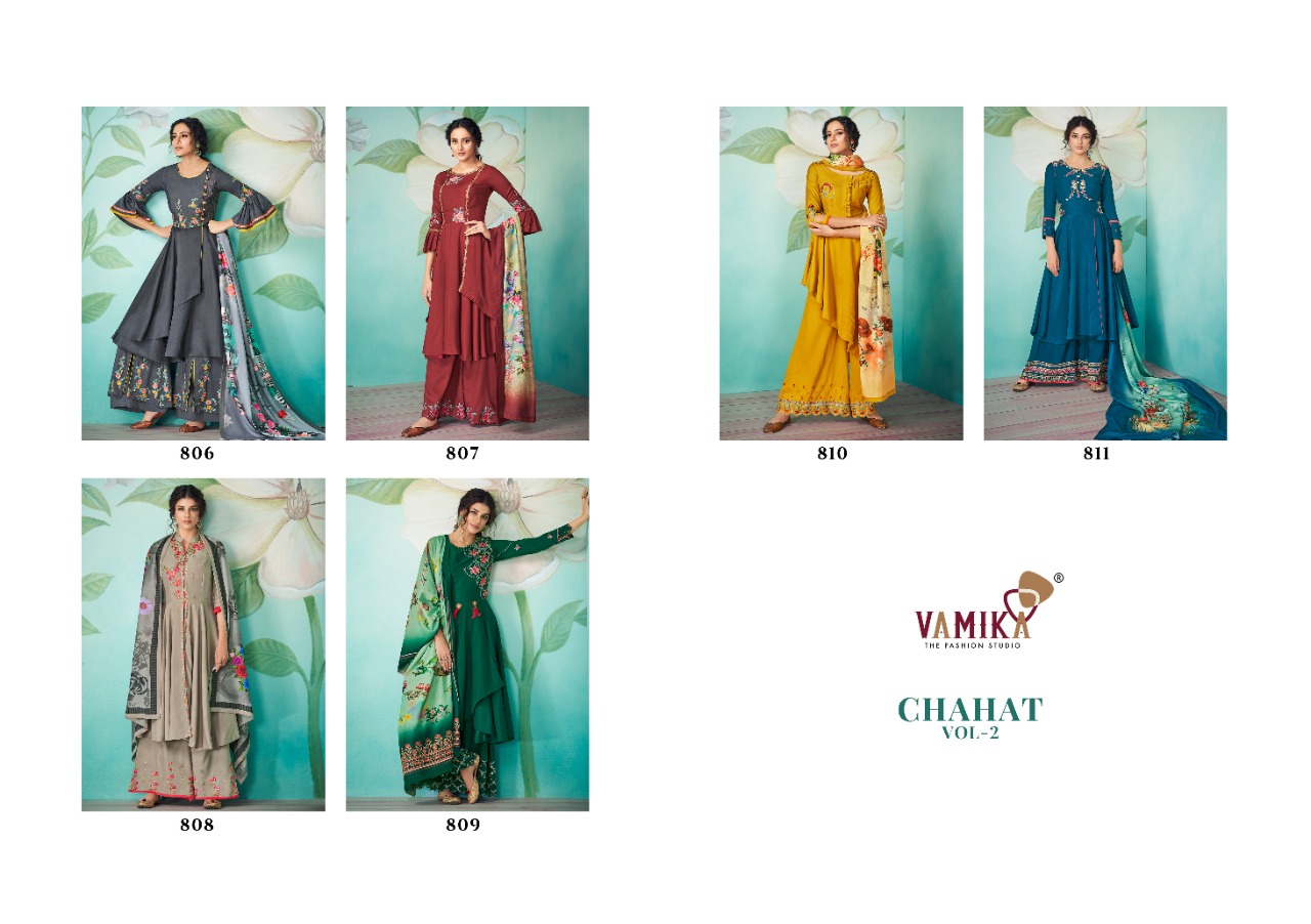 Vamika Presents Chahat Vol 2 Pure Maslin With Cotton Inner Fancy Salwar Kameez