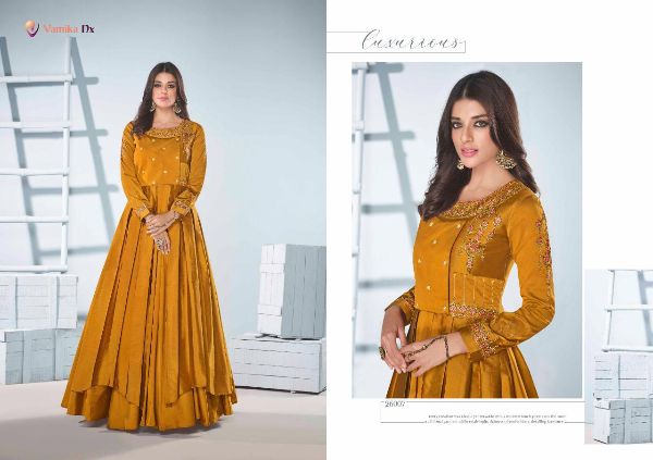 Vamika Presents Saanvi Vol-2 Designer Party Wear Fancy Silk Long Gown Catalog Collections Wholesale Rate In Surat