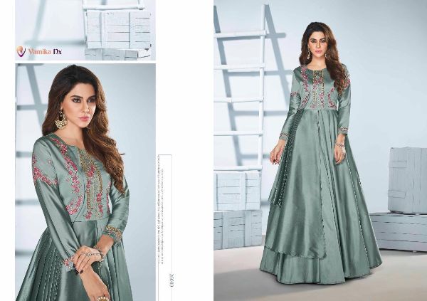 Vamika Presents Saanvi Vol-2 Designer Party Wear Fancy Silk Long Gown Catalog Collections Wholesale Rate In Surat