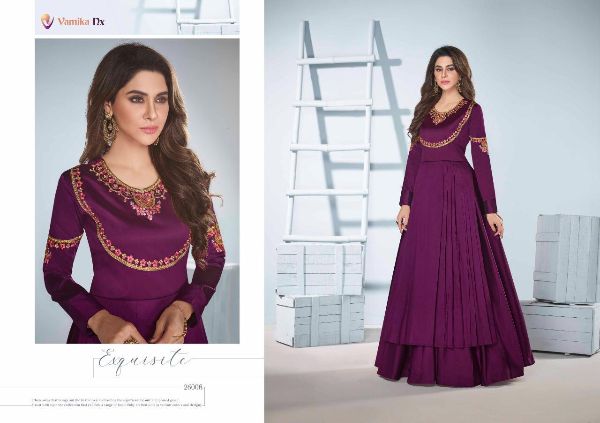 Vamika Presents Saanvi Vol-2 Designer Party Wear Fancy Silk Long Gown Catalog Collections Wholesale Rate In Surat