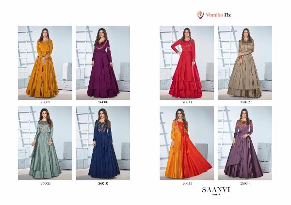 Vamika Presents Saanvi Vol-2 Designer Party Wear Fancy Silk Long Gown Catalog Collections Wholesale Rate In Surat