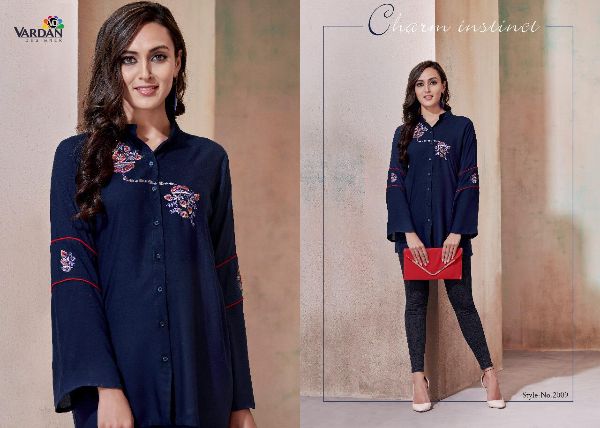 Vardan Designer Presents Ira Designer Fancy Rayon Top Catalog Collections Wholesale Rate In Surat