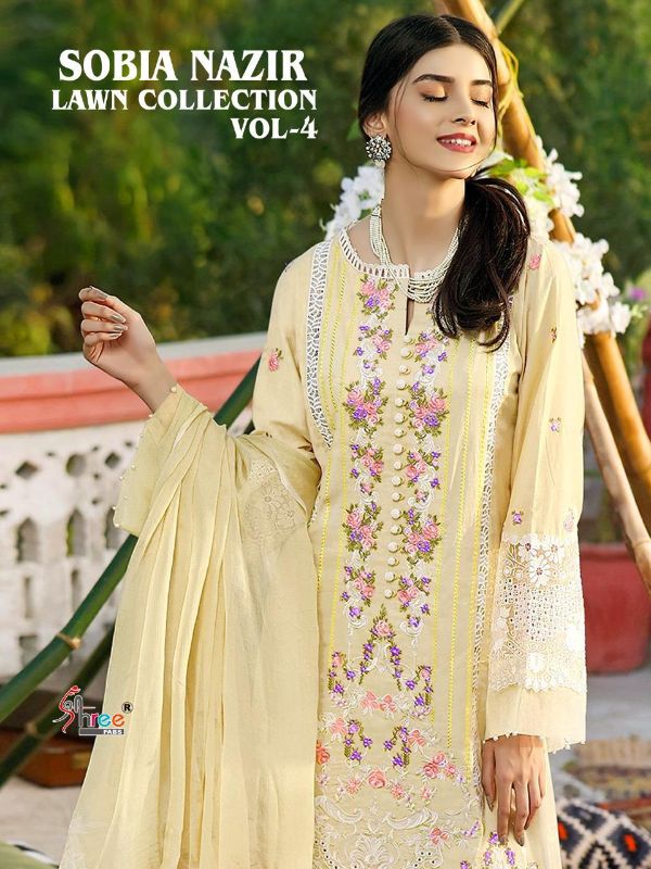 Shree Fabs Presnets Sobia Nazir Lawn Collection Vol - 4 Wholesale Rate In Surat