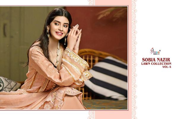 Shree Fabs Presnets Sobia Nazir Lawn Collection Vol - 4 Wholesale Rate In Surat