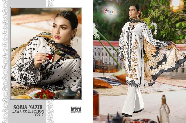 Shree Fabs Presnets Sobia Nazir Lawn Collection Vol - 4 Wholesale Rate In Surat