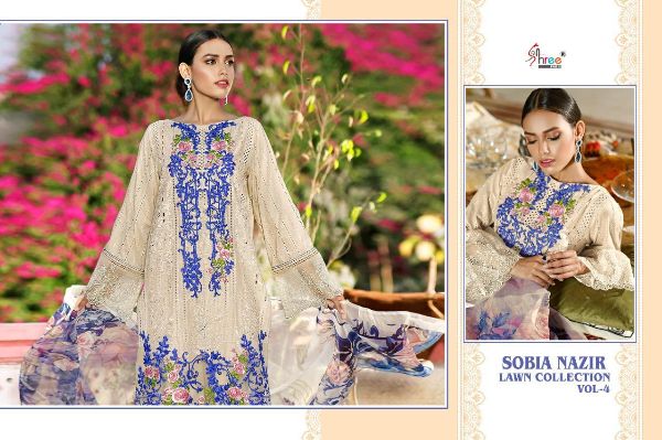 Shree Fabs Presnets Sobia Nazir Lawn Collection Vol - 4 Wholesale Rate In Surat
