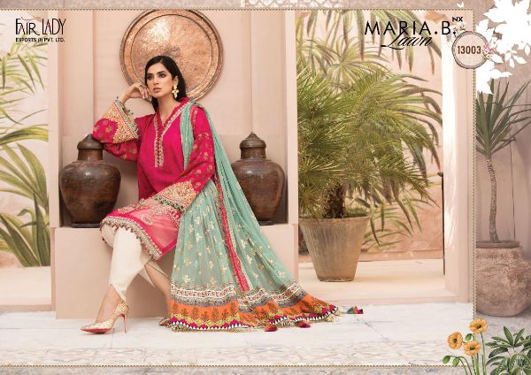 Fairlady Prensets Maria B Lawn Nx Salwar Kameez With Designer Chiffon Dupatta Collection Wholesale Rate In  Surat
