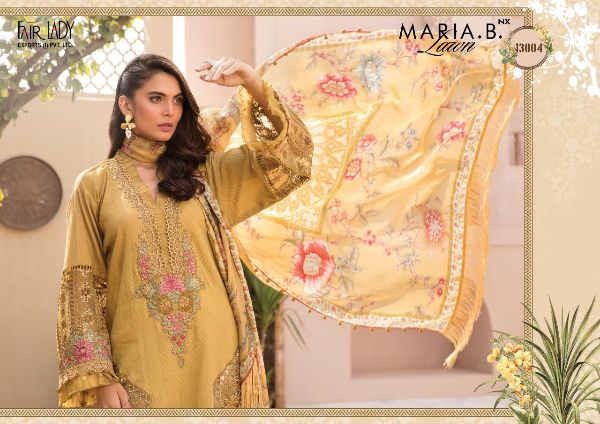 Fairlady Prensets Maria B Lawn Nx Salwar Kameez With Designer Chiffon Dupatta Collection Wholesale Rate In  Surat