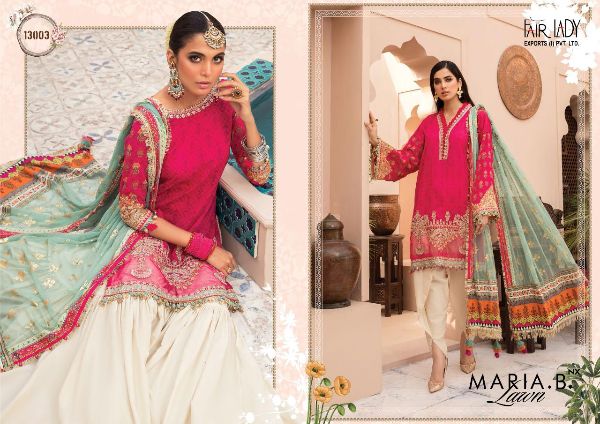 Fairlady Prensets Maria B Lawn Nx Salwar Kameez With Designer Chiffon Dupatta Collection Wholesale Rate In  Surat