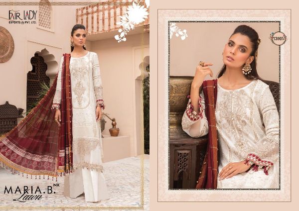 Fairlady Prensets Maria B Lawn Nx Salwar Kameez With Designer Chiffon Dupatta Collection Wholesale Rate In  Surat