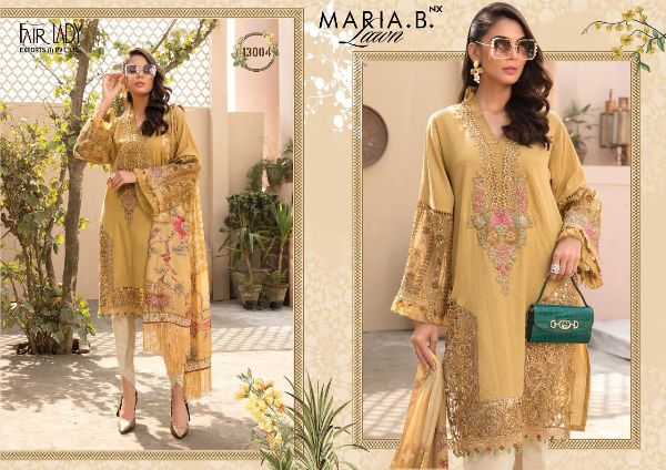 Fairlady Prensets Maria B Lawn Nx Salwar Kameez With Designer Chiffon Dupatta Collection Wholesale Rate In  Surat