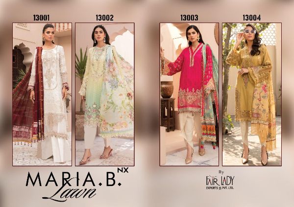 Fairlady Prensets Maria B Lawn Nx Salwar Kameez With Designer Chiffon Dupatta Collection Wholesale Rate In  Surat