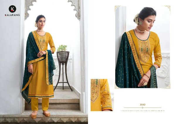 Kalarang Presents  Kaira  Silk Embroidery Designer Salwar Kameez Wholesale Rate In Surat