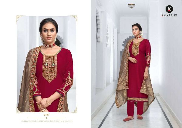 Kalarang Presents  Kaira  Silk Embroidery Designer Salwar Kameez Wholesale Rate In Surat